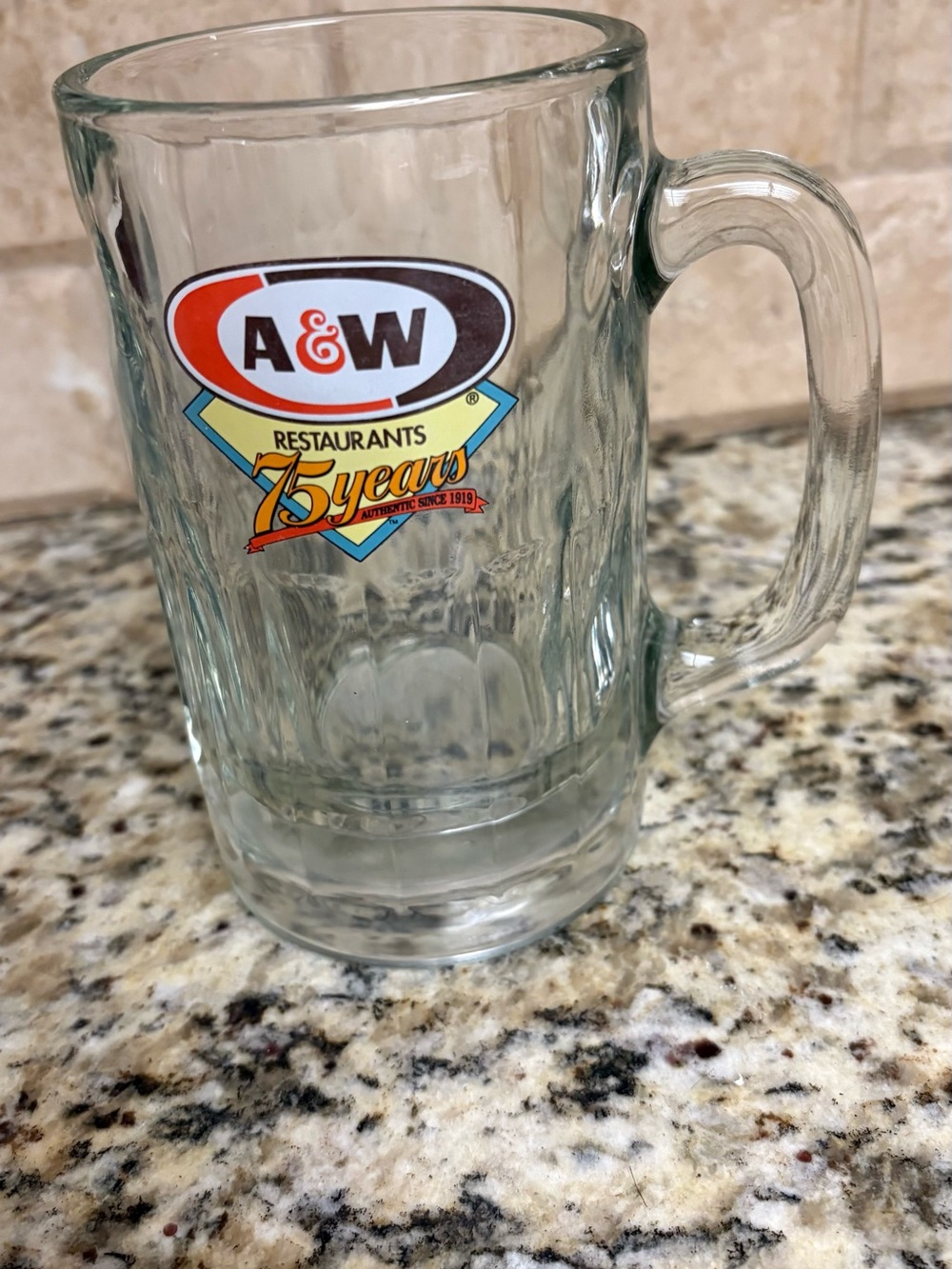 A&W 75 Years Commemorative Clear Glass Beer Mug - Clear
